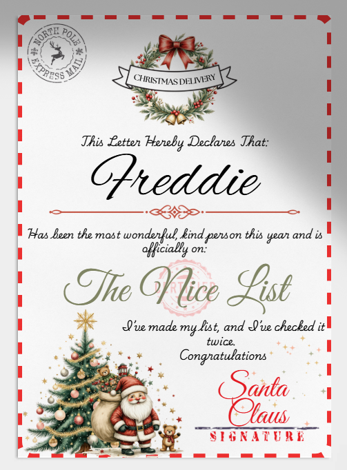 Nice List Certificate